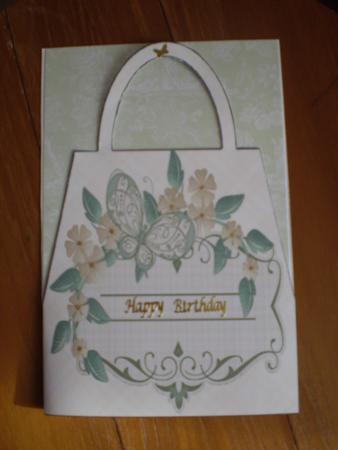 Butterfly and Flowers Handbag Card by Marion West