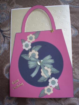 Buttons and Bow Handbag Card by Marion West