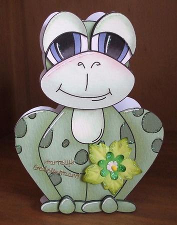 Cartoon Frog Shaped Card by Marjo Reints