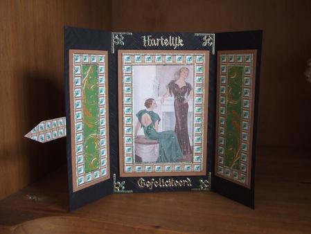 Elegant Ladies Green Bling Giant Square Buckle Gatefold Card by Marjo Reints