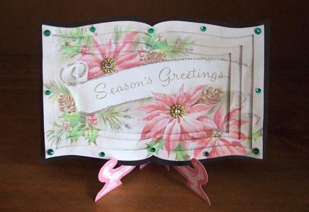 Christmas Poinsettia Greetings Tunnel Book Sheet by Marjo Reints