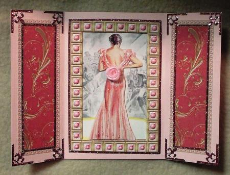 Catwalk Lady Pink Bling Giant Square Buckle Gatefold Card by Marjo Reints
