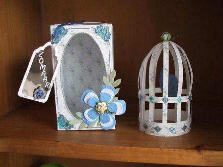 Blue Hydrangea Birdcage by Marjo Reints
