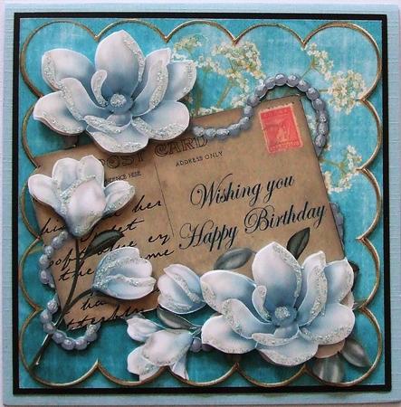 Teal Magnolia Happy Birthday 8in Xtreme Decoupage Kit by Marjo Reints