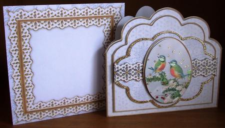 Blue Tits Flake Anglaise Scallop 3D Decoupage Card Kit by Marjo Reints
