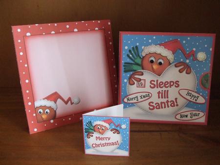 3D Xmas Robin Sleeps Till Santa Countdown Moveable Card by Marjo Reints