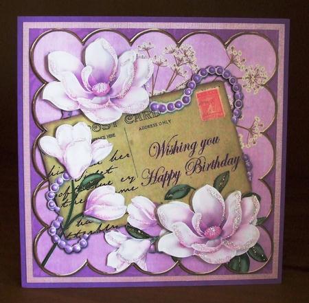 Lilac Magnolia Happy Birthday 8in Xtreme Decoupage Cf Kit by Marjo Reints