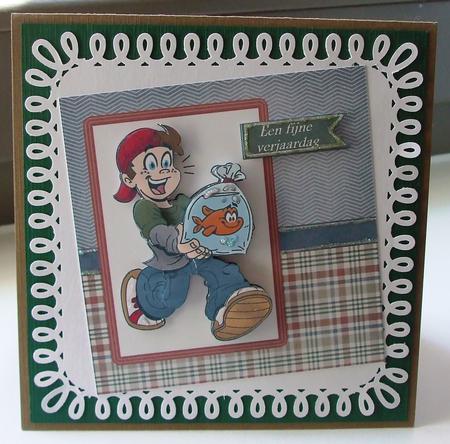 Goldfish Kid - 6x6 Insert & Tags - Khaki, Denim & Red by Marjo Reints