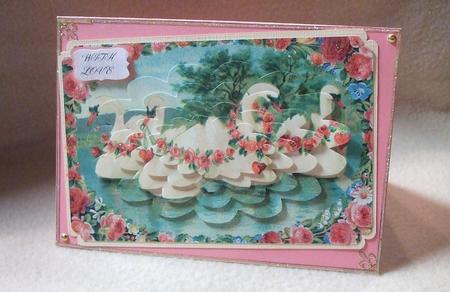 Vintage Swans in Frame Flower Pyramid Sheet by Marjo Reints