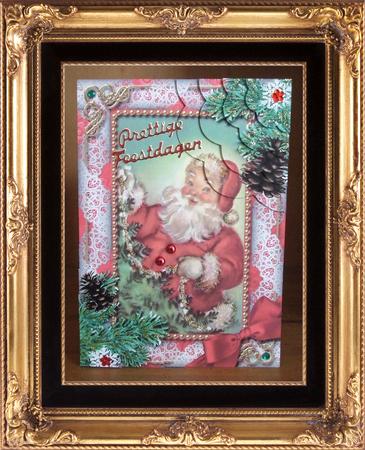 Santa Snow 7x5inch Scalloped Duo Corner Stacker by Marjo Reints