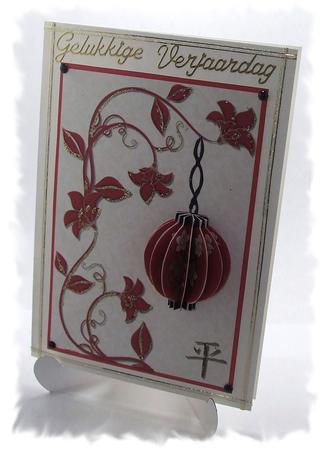 3D Japanese Lantern Embellishment and Card Front by Marjo Reints
