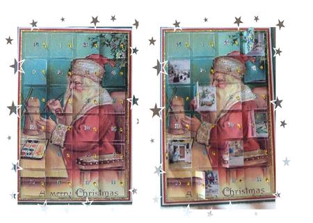 Santas Workshop Advent Vintage Card by Marjo Reints