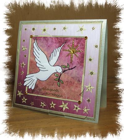 Xmas Dove Quick Card with Shell Edged Corner Side Stacker by Marjo Reints