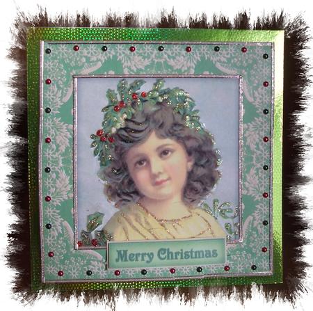 Victorian Christmas Girl - "ella" - Scalloped Corner Stacker by Marjo Reints