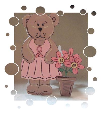 Bear in a Dress with a Pink Ribbon by Marjo Reints