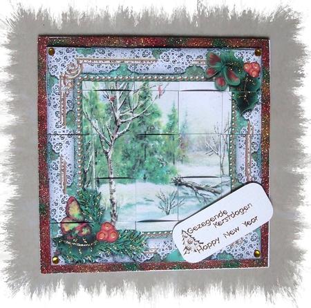Winter Countryside Holly 5inch 3D Paper Weaving Sheet by Marjo Reints