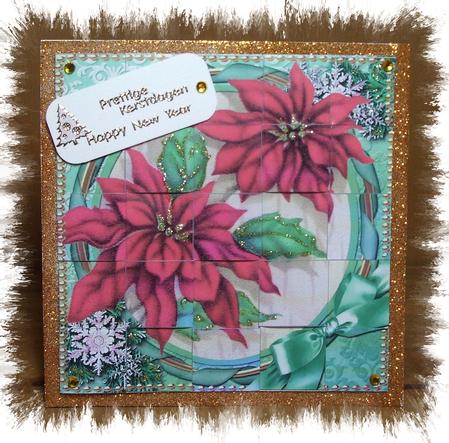 Poinsettia Circle Snow 5inch 3D Paper Weaving Sheet by Marjo Reints
