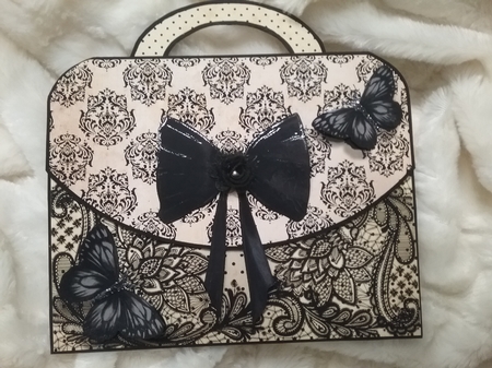 Black Lace Handbag Shaped Card Kit by MARLENE FENECH POLIDANO