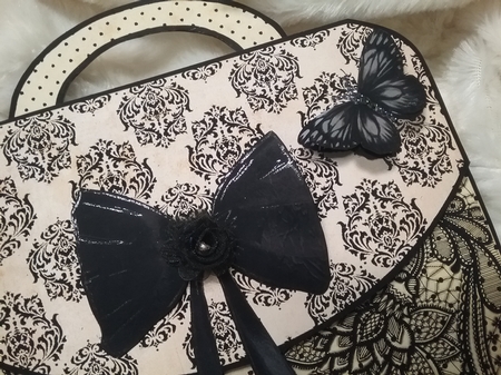 Black Lace Handbag Shaped Card Kit by MARLENE FENECH POLIDANO