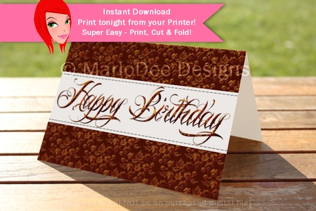 Copper Look Happy Birthday 5x7 Greeting Card {CU OK} by Marlo Patterson