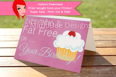 Cupcake Funny Birthday Card - 5x7 Cut & Fold Birthday Card d1 {CU OK} by Marlo Patterson