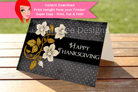 Happy Thanksgiving Flowers D3 Cut & Fold 5x7 Thanksgiving Card by Marlo Patterson