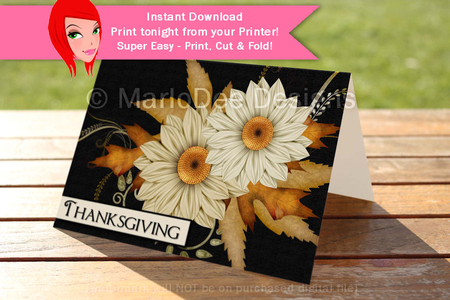Thanksgiving Fall Flowers Design Cut & Fold 5x7 Greeting Card by Marlo Patterson