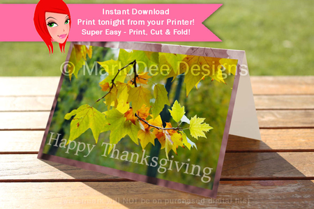 Happy Thanksgiving Leaves D2 Cut & Fold 5x7 Greeting Card by Marlo Patterson