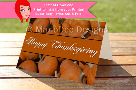 Happy Thanksgiving Pumpkins Patch D2 Cut & Fold 5x7 Greeting Card by Marlo Patterson