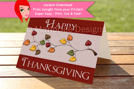 Happy Thanksgiving Leaves D1 Cut & Fold 5x7 Greeting Card by Marlo Patterson