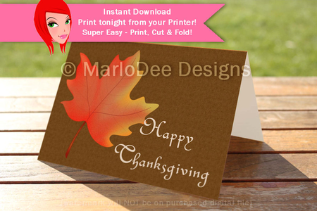 Happy Thanksgiving Leaf Cut & Fold 5x7 Greeting Card by Marlo Patterson