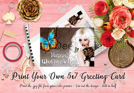 Cut & Fold 5x7 Mothers Day Fantasy Card | Beautiful Blonde Hair Butterfly Woman by Marlo Patterson