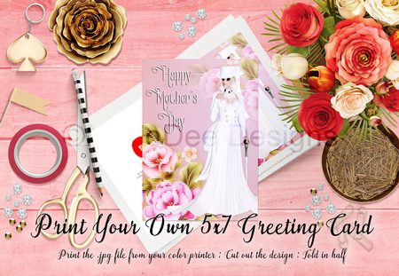 Cut & Fold 5x7 Mothers Day Fantasy Card | Victorian Woman by Marlo Patterson