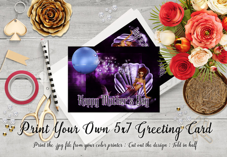 Cut & Fold 5x7 Mothers Day Fantasy Card | Mermaid Magic by Marlo Patterson
