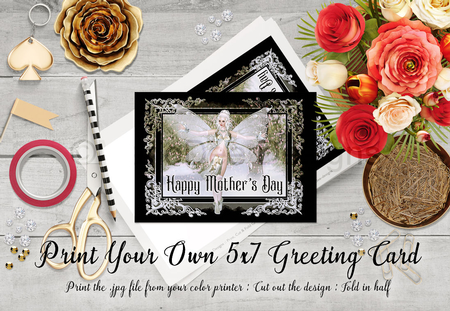 Cut & Fold 5x7 Mothers Day Fantasy Card | Winter Fairy with Winter Oil Painting Scene by Marlo Patterson