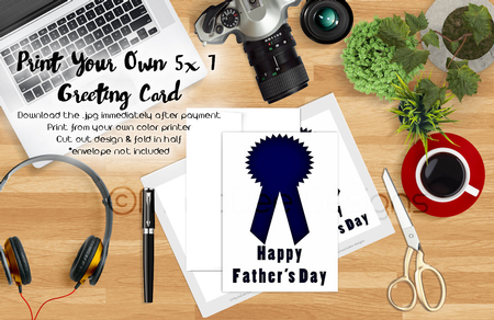 Blue Ribbon | Cut & Fold 5x7 Fathers Day Card   by Marlo Patterson