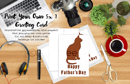 Cat | Cut & Fold 5x7 Fathers Day Card   by Marlo Patterson