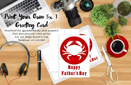 Crab | Cut & Fold 5x7 Fathers Day Card   by Marlo Patterson