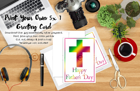 Green, Yellow & Red Cross | Cut & Fold 5x7 Fathers Day Card   by Marlo Patterson