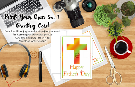 Tropical Colors Cross | Cut & Fold 5x7 Fathers Day Card   by Marlo Patterson