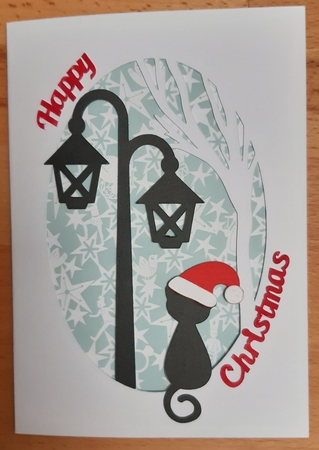 Christmas Cat with Lampost Card by Martine Smith