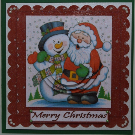 Father Christmas & Snowman Scalloped Card by Martine Smith