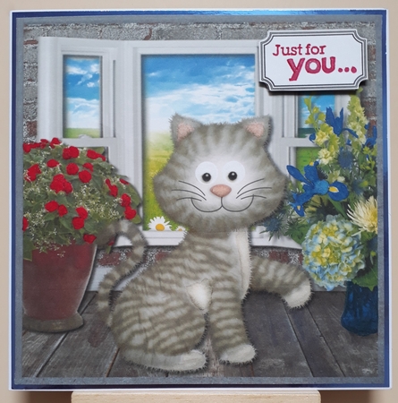 Cute cat with flowers for birthday or get well by Martine Smith