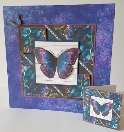Cardtopper Flowers & Butterfly Dark Moon 664 by Mary Brunton