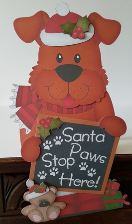 3D On the Shelf Card Kit - Christmas Rusty Dog has a message for Santa Paws by Mary Brunton
