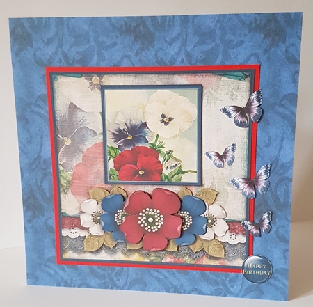 Blue Pansies and Faded Papers - Backing Paper by Mary Brunton