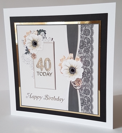 Black & White 40th Birthday Card by Mary Brunton