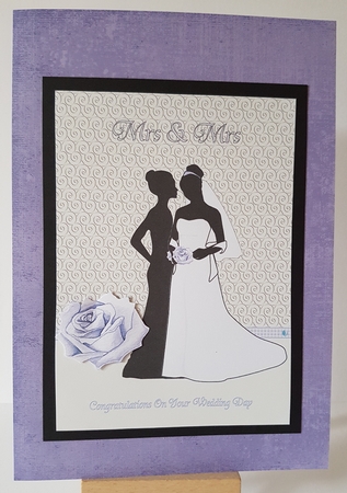 Stunning Mrs & Mrs wedding cut and fold 5 x 7 card by Mary Brunton