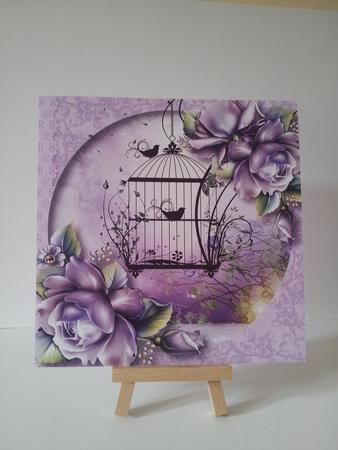 Lilac Roses & Vintage Birdcage by Mary Brunton