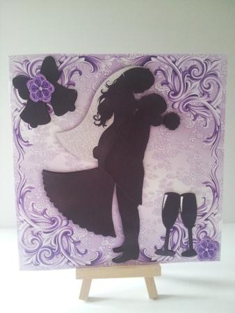 Wedding Silhouette Couple, with Purple Flowers 8x8 Mini Kit by Mary Brunton